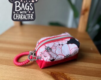 Red Floral Pouch Keychain