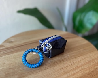 Blue Embossed Pouch Keychain