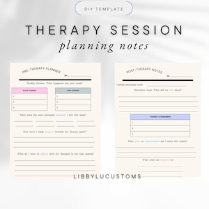 Therapy Session Notes Templates, Therapy Note Taking printable, Pre & Post Session Notes, Mental health Progress tracking, Printable Canva