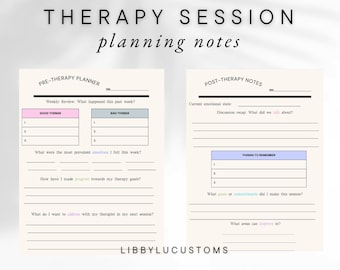 Therapy Session Notes Templates, Therapy Note Taking printable, Pre & Post Session Notes, Mental health Progress tracking, Printable Canva