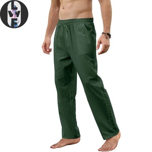 Men's Linen Jogger Pants | Loose-Fit Yoga Trousers | Cotton-Linen Blend