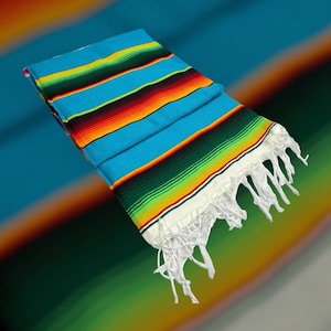New Authentic  Serape 102&quot; x 63&quot; Throw , Mexican Blanket, 1970s Mexican Textile, Serape Blanket, 1970s Blanket, Southwestern Decor