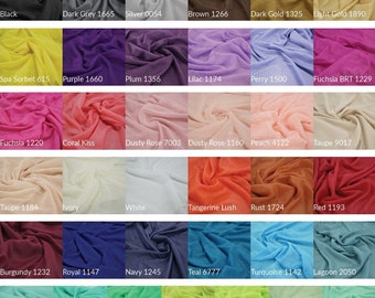 May include: A color chart of 24 fabric swatches, showing a variety of colors and textures. The swatches are arranged in four rows of six, with each swatch labeled with a color name and a number.