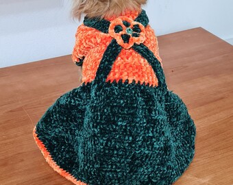Chenille crochet dog sweater dress