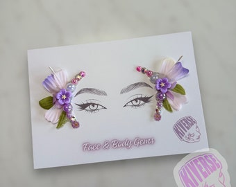 Lavender Fairy Face Bling Side Eye Gems Stick On 2 Pack