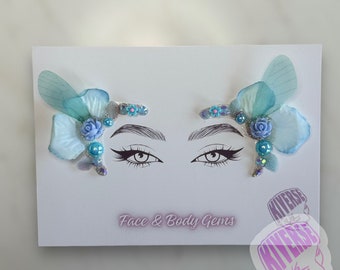 Baby Blue Fairy Face Bling Side Eye Gems Stick On 2 Pack