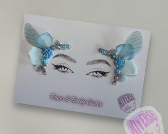 Baby Blue Fairy Face Bling Side Eye Gems Stick On 2 Pack
