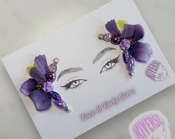 Deep Lavender Fairy Face Bling Side Eye Gems Stick On 2 Pack