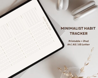 Minimalist Habit Tracker Printable | Daily Routine Planner PDF | A4 A5 US Letter | GoodNotes iPad Planner | Light & Dark Mode