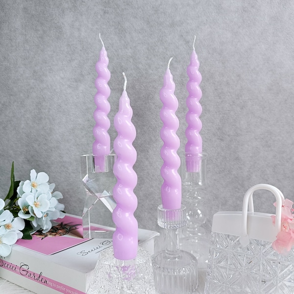 Handmade Twisted Spiral Candles | Purple Candles | Swirl Dinner candle | Dorm Decor | Table Decor | Candle Sticks| | Gift