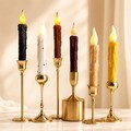 6.5 Inch Primitive Flameless Taper Candles with Timer, Hand Dipped Real Wax LED Battery Candles, Rustic Christmas Farmhouse Decor