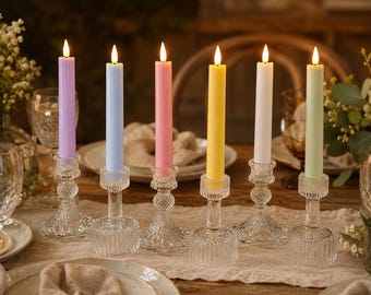 Velas LED de 16 cm (6,3 pulgadas) de colores, sin llama, ideales para decorar mesas, funcionan con pilas y tienen temporizador. Un regalo perfecto para el Día de la Madre.