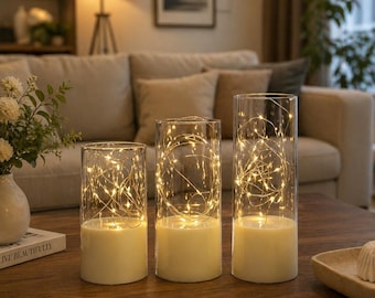 LED Fairy Light Candle, Flameless Candle Set, Battery Operated Candle, Romantic Home Decor, Wedding Decor, Cozy Ambient Light