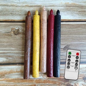 Vintage Flameless LED Candles, Long Taper Candles, Primitive Candles, Battery Operated with Timer, Home Decor, Mother&#39;s Day Gift