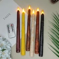 11 Inch Taper Primitive Candles with Timer,Flameless Led Taper Candles,Real Wax Hand Dipped Candles,For Christmas Home Decor Church