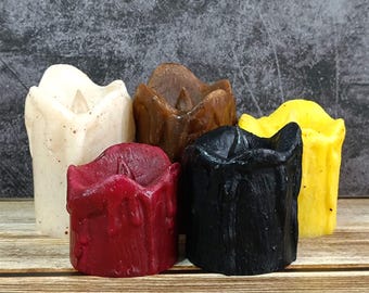 Dripping Wax LED Candles, Flameless Pillar Candles, Set of 3, Battery Operated, Flickering Real Wax Effect, Home Decor, Mother's Day Gift