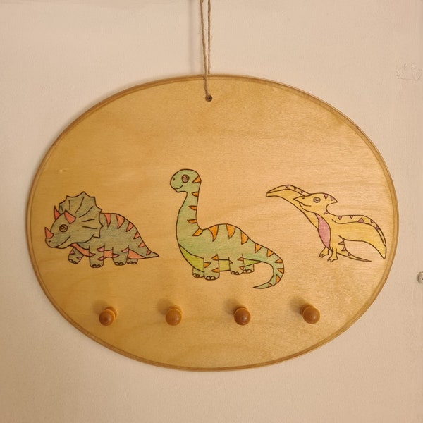 Garderobe für Kinder / Kindergarderobe / Kinderzimmerdeko / Dinosaurier/ Holz