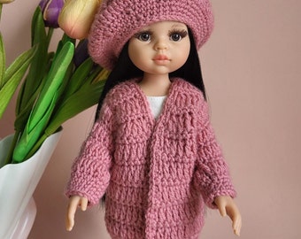 Paola Reina Doll 32 cm Pink Cardigan, Skirt and Hat, Paola Reina Doll Knitted Clothes Set, Paola Reina Doll Easter Outfit