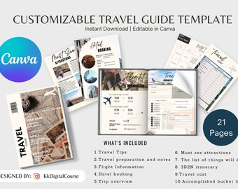 Customizable Travel Guide Template/ Travel Guide book / Travel Journal / travel itenerary templates