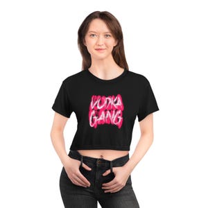 Vodka Gang Crop Tee - Fun Relaxed Top, Perfect for Friends, Casual Outing