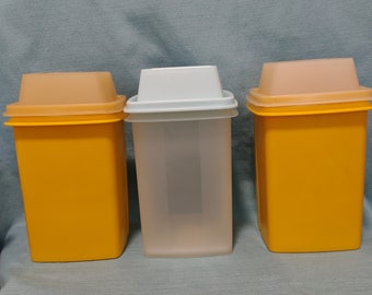 Vintage Blue and Harvest Gold Tupperware Pickle Keepers