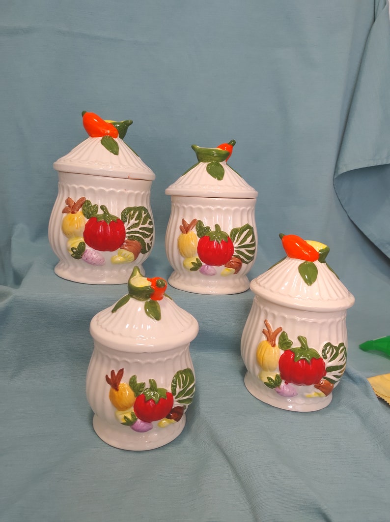 4 Piece Cottagecore Canister Set With Lids - Etsy