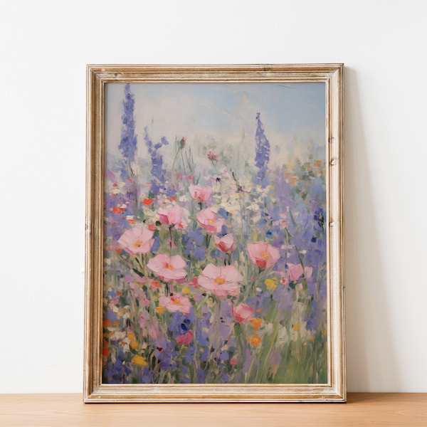 Wildflower Colourful Meadow Digital Print Colourful Flowers Landscape Printable Art Peaceful Colourful Flowers Artistic Painting Flowers Art