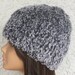 Gray Hand Knit Faux Fur Hat, Ready to Ship