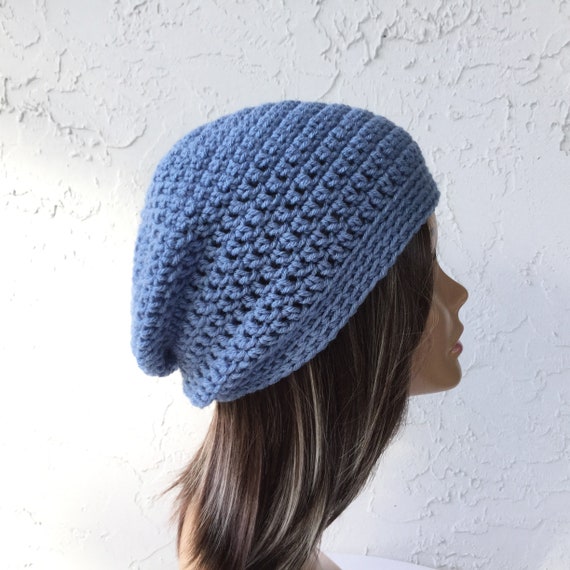 Women\'s Crochet Knitted Style Beanie Slouchy Hat Light Blue Serendipity Slouch {Free Crochet Hat Pattern For Women  main image 3