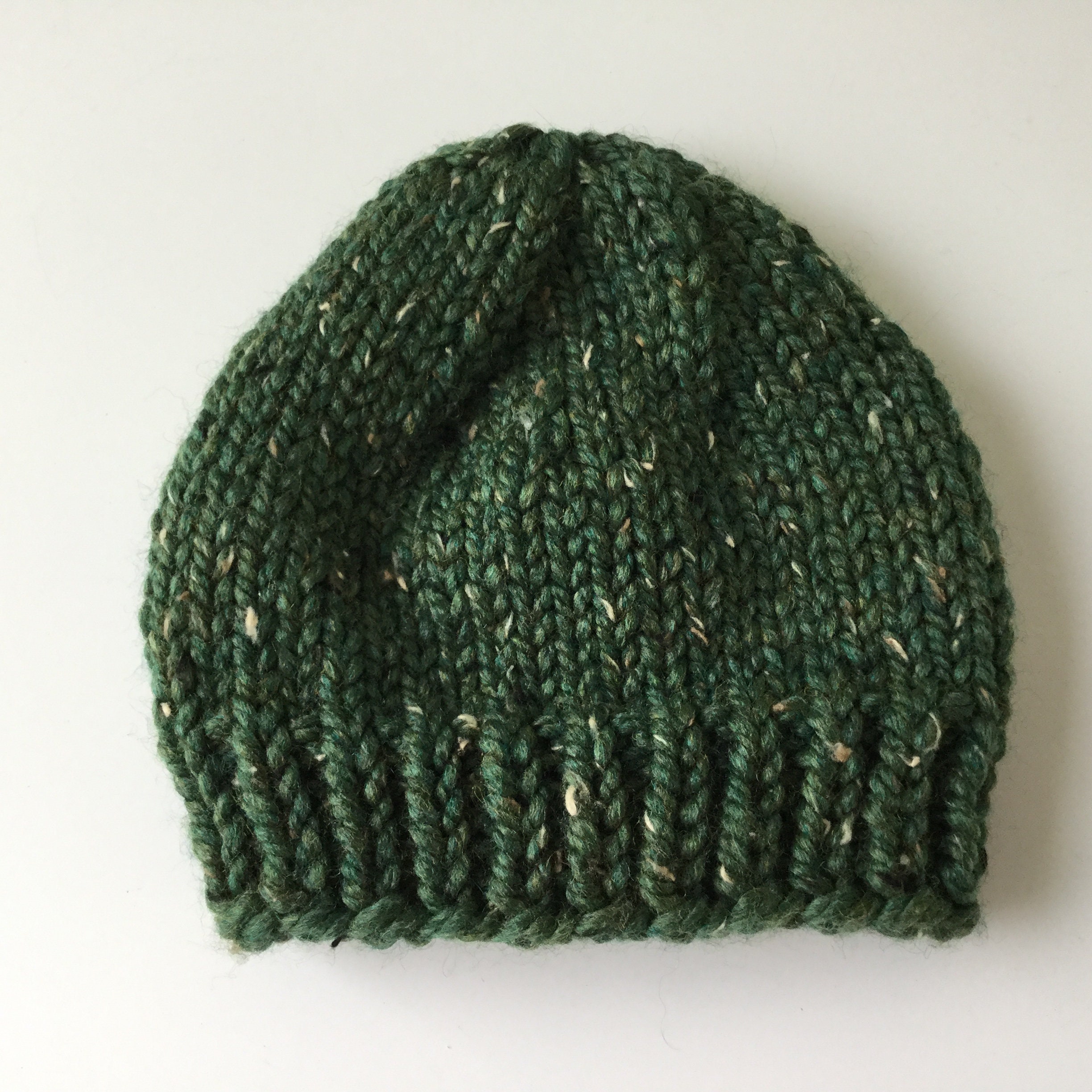 Green Knit Beanie, Chunky Wool Blend, Winter Hat - Etsy display picture 2