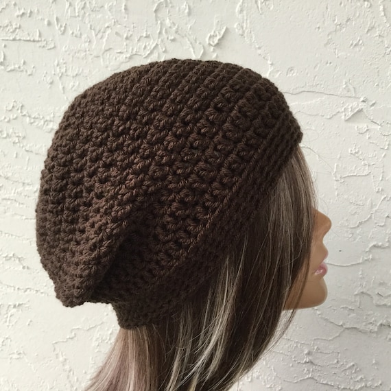 Dark Brown Slouchy Beanie Hat for Women 