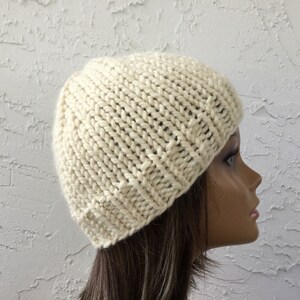 White Knit Beanie Hat for Men or Women