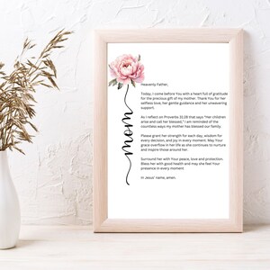 Gebed voor moeder met spreekwoorden 31:28, christelijke kunst aan de muur, perfect cadeau voor moederdag