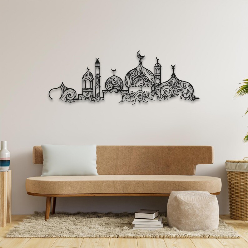 Islamic Metal Wall Art Crescent Moon Mosque 1008