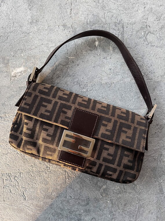 Authentic Fendi Zucca Monogram Baguette with Seri… - image 1