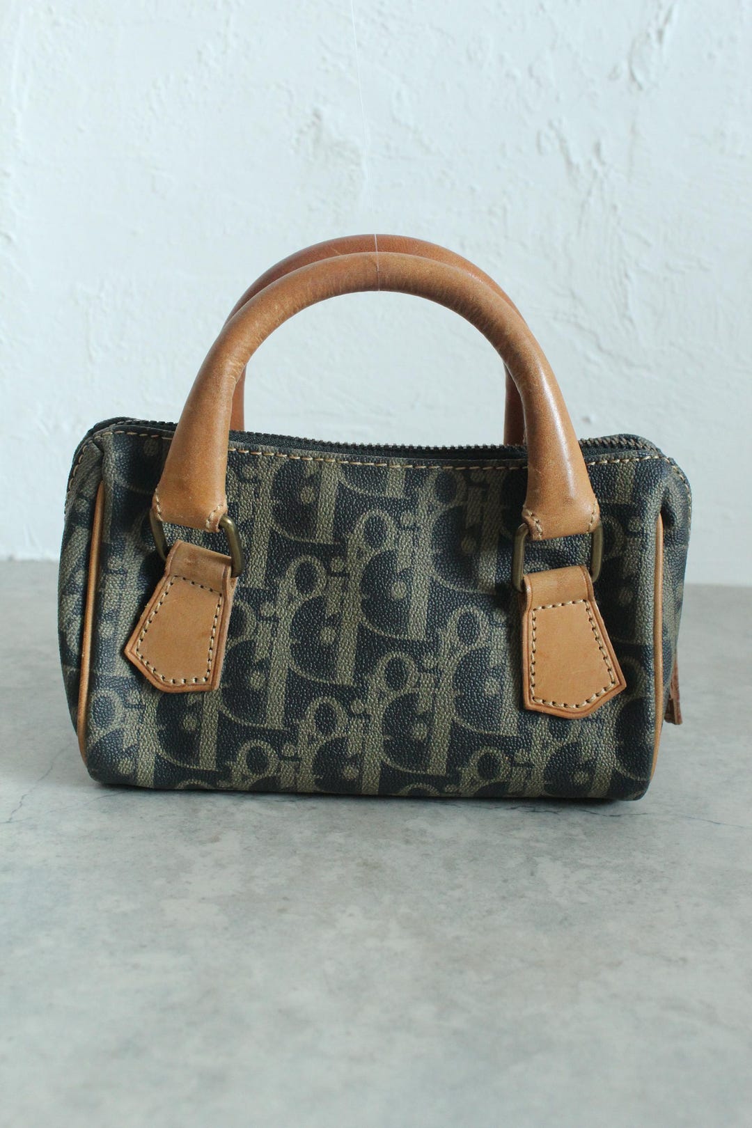 Authentic Vintage Dior Mini Boston Bag Oblique Monogram Canvas
