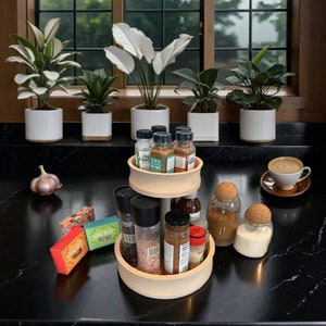 2-Tier Lazy Susan Turntable: Kitchen Spice Rack Organizer