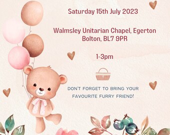 Beary First Birthday Party Invite