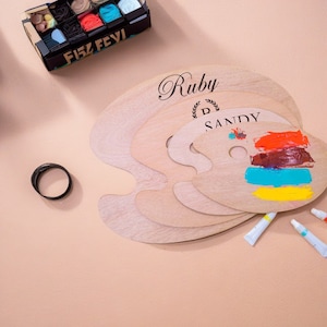 Custom Laser Engraved Wood Palette, Personalized Name Palette, Custom Painter Gift, Artist Palette, Wood Color Painting Tools, Gifts For Her