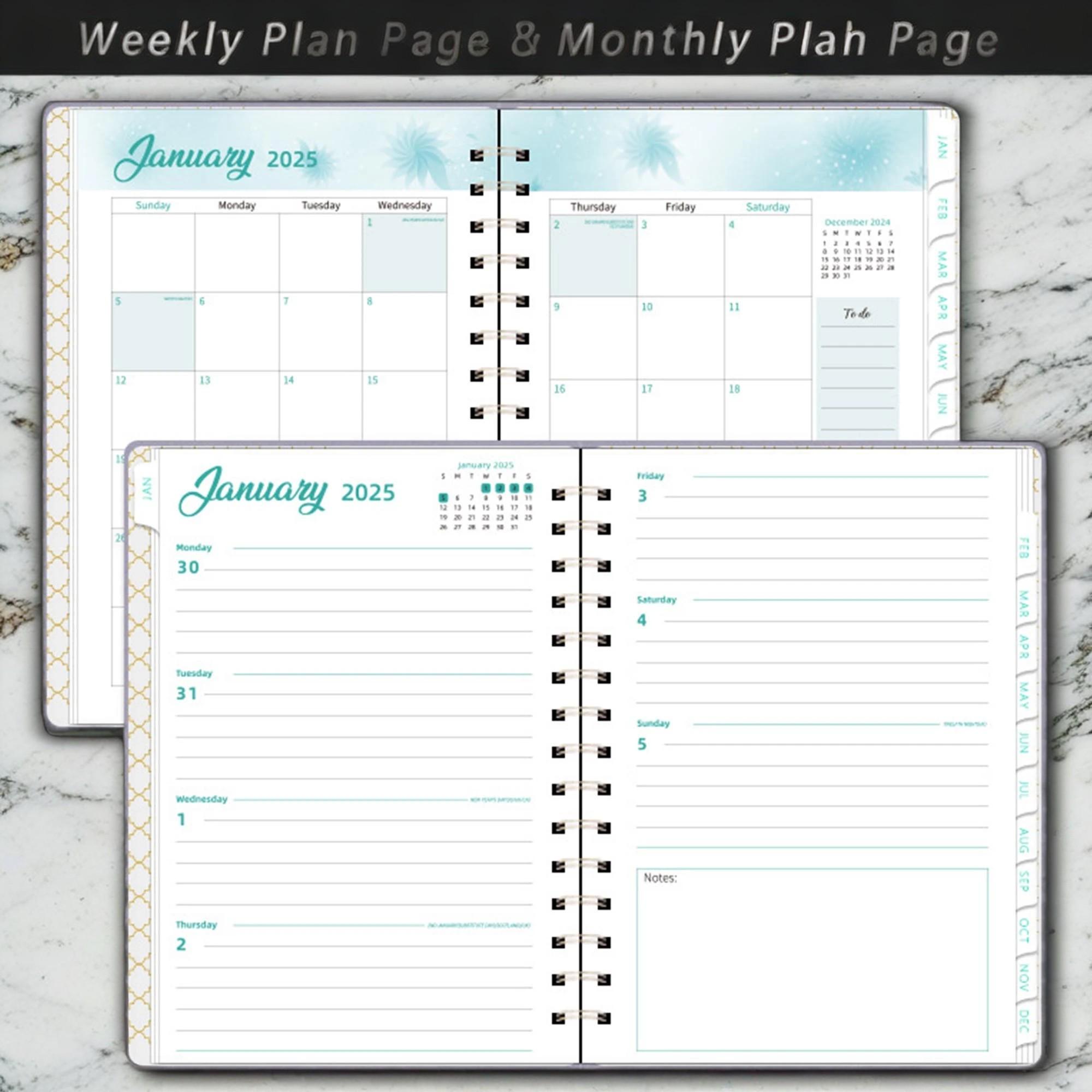 Customized 2025 Planning Notebook, Personalized Leather Schedule Book ...