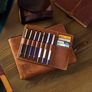Personalized Fountain Pen Case, Custom Leather Pen Case, Fountain Pen Holder, Pen Display Box, Pen Storage Travel Case, Handmade Gift