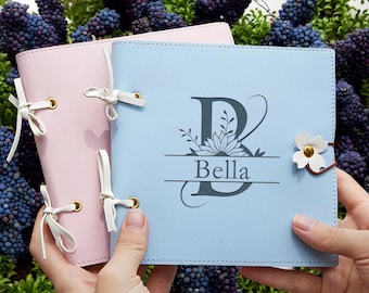 Custom Leather Travel Journal, Personalized Leather Sketchbook, Flower Travel Stamped Notebook, Engraved Name Diary, Notebook, Gift For Her