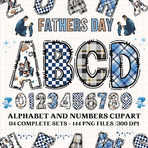 Vatertags-Alphabet-Paket, Konstruktionsbuchstaben PNG, Zahlen PNG, Vatertagsschriftart, Alphabet-Design PNG, kommerzielle Nutzung