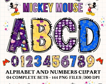 Mickey Mouse Alphabet clipart 300dpi transparent PNG. 4 styles with mickey mouse clipart, mickey mouse alphabet letters, mickey mouse png