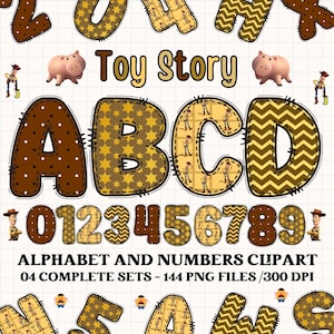 Alfabeto clipart toy story 300dpi PNG transparente. imágenes prediseñadas toy story, letras del alfabeto toy story, letters doodle toy story