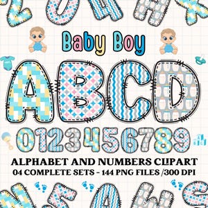 Baby Boy Alphabet Bundle, Construction PNG Letters, Numbers Png, Baby Boy Font, Alphabet Png, Utilisation commerciale