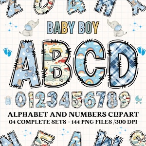 Baby Boy Alphabet Bundle, Construction PNG Letters, Numbers Png, Baby Boy Font, Alphabet Png, Utilisation commerciale