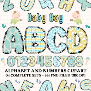Baby Boy Alphabet Bundle, Construction PNG Letters, Numbers Png, Baby Boy Font, Alphabet Png, Utilisation commerciale