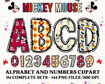 Mickey Mouse Alphabet clipart 300dpi transparent PNG. 4 styles with mickey mouse clipart, mickey mouse alphabet letters, mickey mouse png