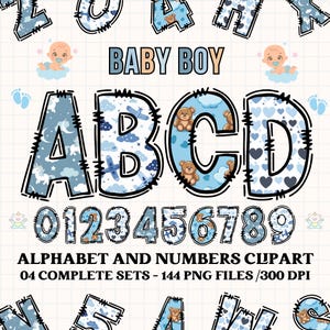 Baby Boy Alphabet Bundle, Construction PNG Letters, Numbers Png, Baby Boy Font, Alphabet Png, Utilisation commerciale
